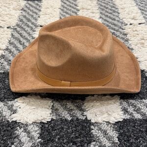 Classic Wide-Brim Suede Cowboy Hat - Camel Brown